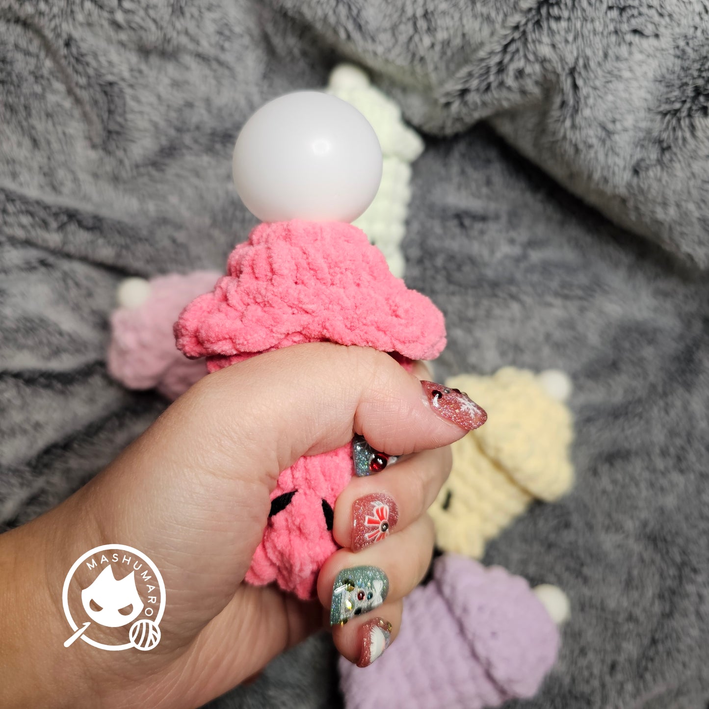 Cute Crochet Penis Plushie Bubble Balloon Inflatable Stressball Amigurumi